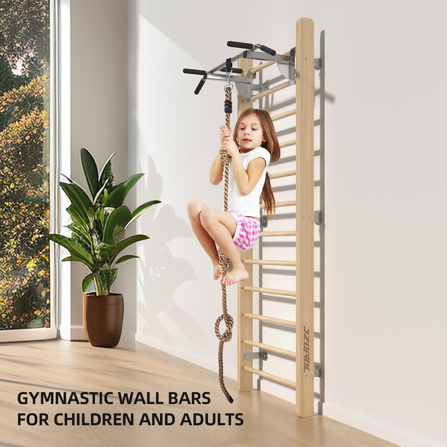 Swedish Ladder Wood Stall Bar - Wall Bars for Kids & Adults, Resistance Pilates System - Indoor Chin up Bar Workout Equipment for Home Exercise，Physical Therapy & Gymnastics