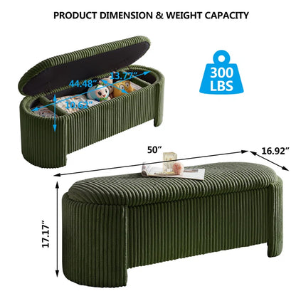 Nikoma Corduroy Upholstered Storage Bench