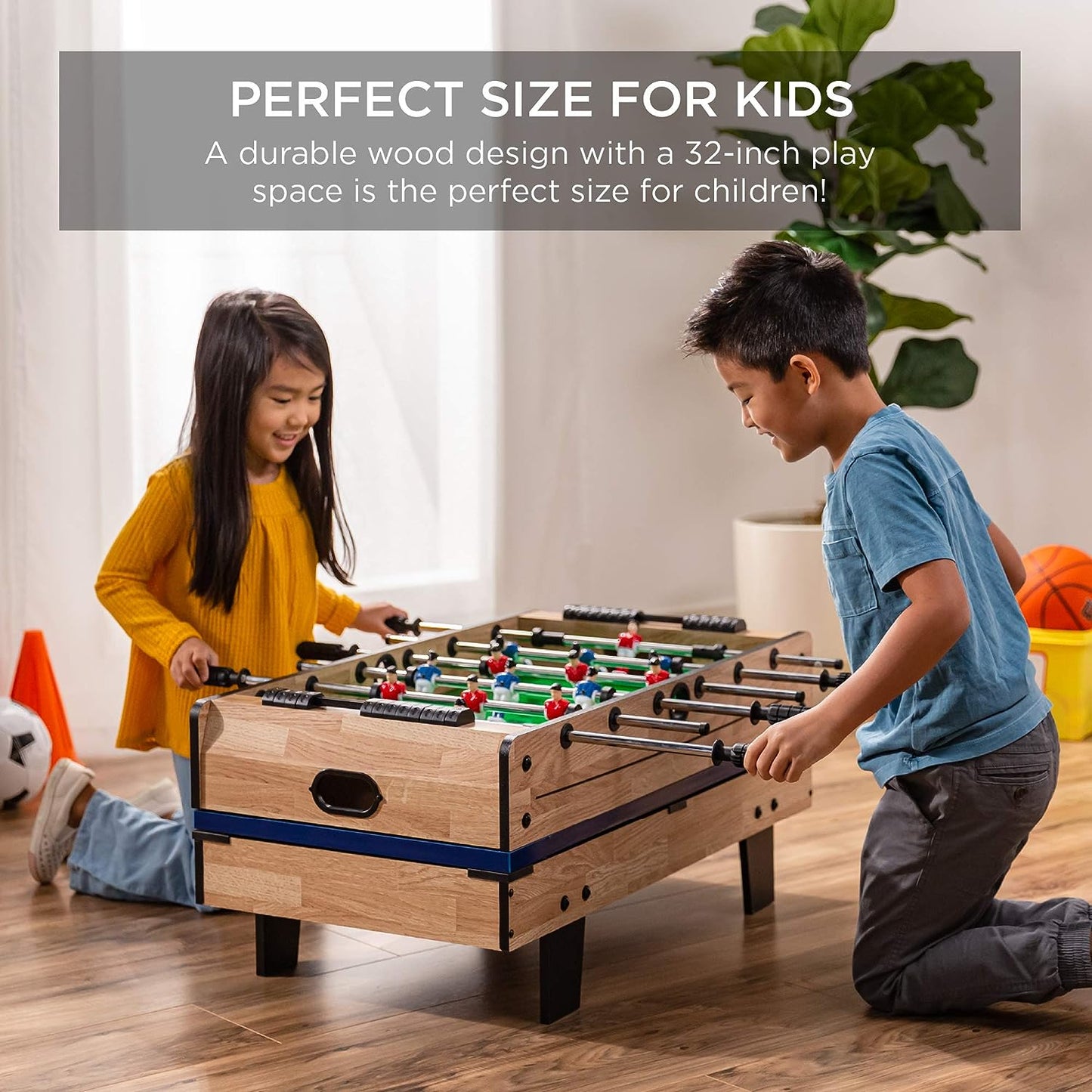4-In-1 Multi Game Table, Childrens Combination Arcade Set for Home, Play Room, Rec Room W/Pool Billiards, Air Hockey, Foosball and Table Tennis