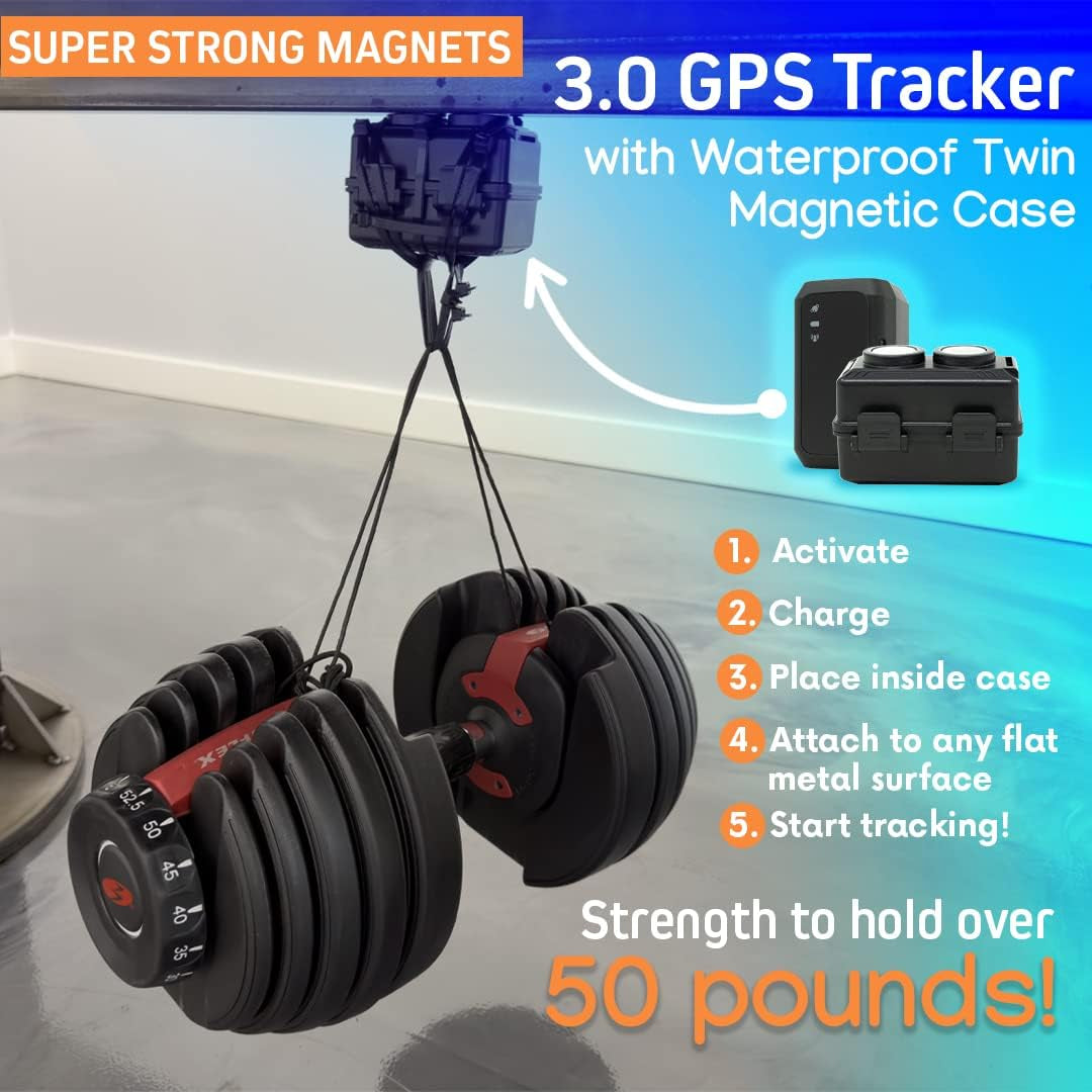 3.0 GPS Tracker - over 1 Month Battery - with Heavy Duty Waterproof Case and Powerful Magnets for Vehicles and Assets