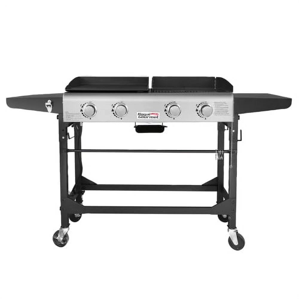 4-Burner GD401 Portable Flat Top Gas Grill and Griddle Combo with Folding Legs