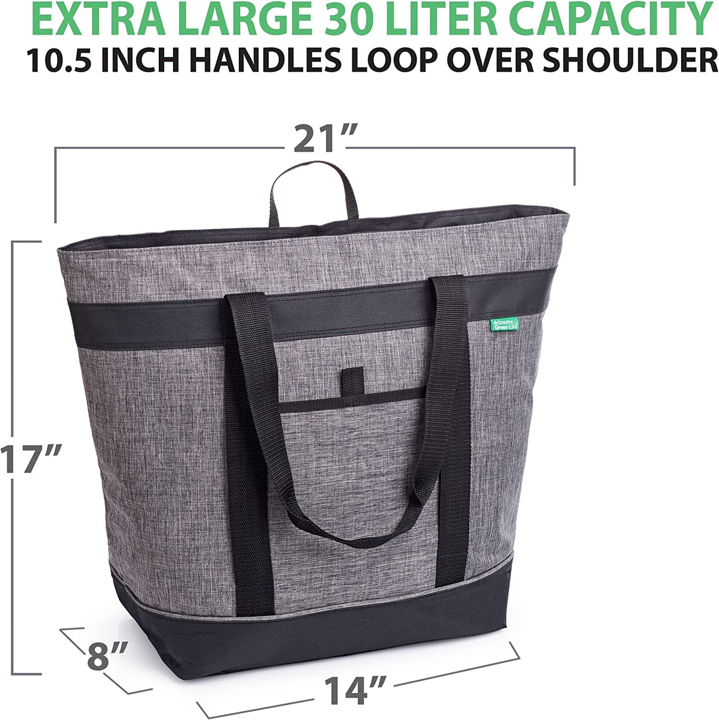 Jumbo Insulated Cooler Bag (Charcoal) with HD Thermal Insulation - Premium, Collapsible Soft Cooler Makes a Perfect Insulated Grocery Bag, Food Delivery Bag, Travel Insulated Bag or Beach Cooler Bags