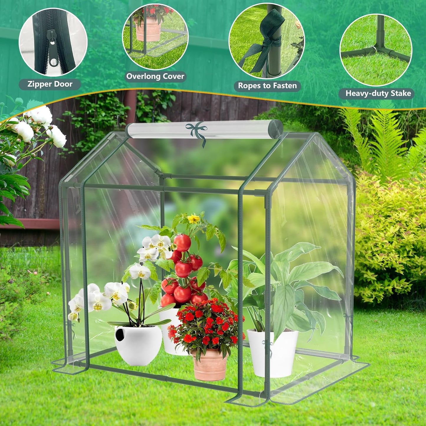 Mini Greenhouse,33.5”X 23.2”X 32.5” Greenhouse Tent for Indoor Outdoor,Durable Green House Kit with PVC Cover,Small Green House Garden Nursery Plant Cover Tent for Gardening Germination and Seedling