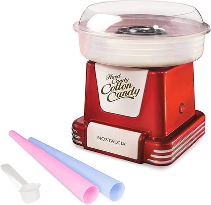 Cotton Candy Machine - Retro Cotton Candy Machine for Kids with 2 Reusable Cones, 1 Sugar Scoop, and 1 Extractor Head – Red