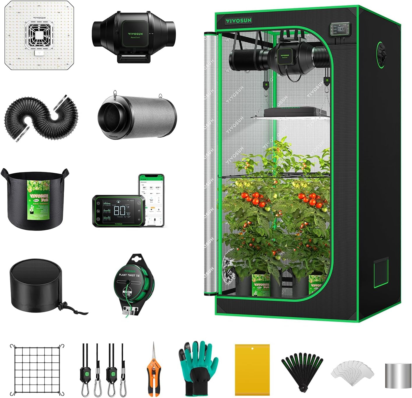 GIY Smart Grow Tent System 2.7X2.7, Wifi-Integrated Grow Tent Kit, with Automate Ventilation and Circulation, Schedule Full Spectrum 150W LED Grow Light, and Growhub E42A Controller