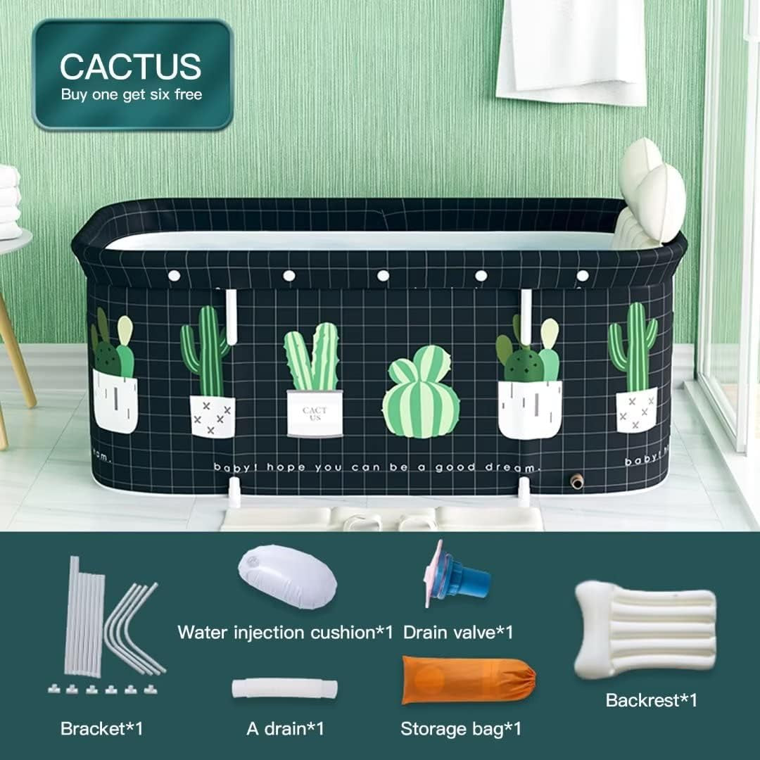 Portable Foldable Bathtub, Separate Family Bathroom SPA Tub, Soaking Standing Bath Tub for Shower Stall, Efficient Maintenance of Temperature, Ideal for Hot Bath Ice Bath 47.2X19.7X21.7Inch(Cactus)