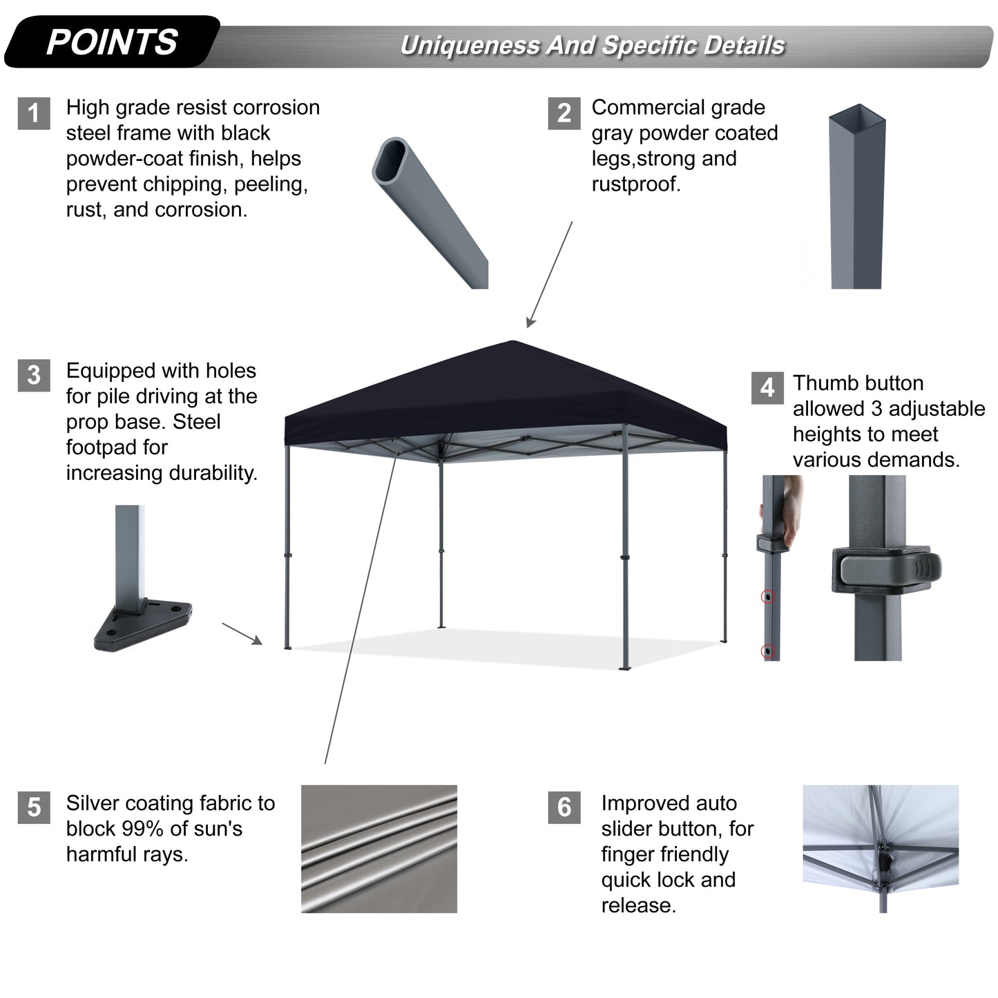 12 Ft X 12 Ft Easy Pop up Outdoor Canopy Tent,Black