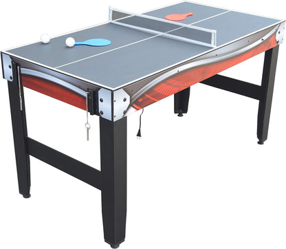 Scout 54-In 4 in 1 Multigame Table, Ideal for Family Game Rooms, Includes Arcade Basketball, Air Hockey, Table Tennis and Dry Erase Board - Black/Red/White
