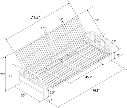 Aiden Metal Futon Frame, Black Large