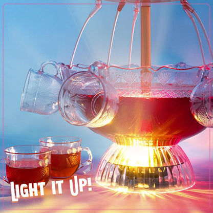 3-Tier Party Fountain, Holds 1.5 Gallons, LED Lighted Base, Includes 8 Reusable Cups, 1.5 Gallon, Clear