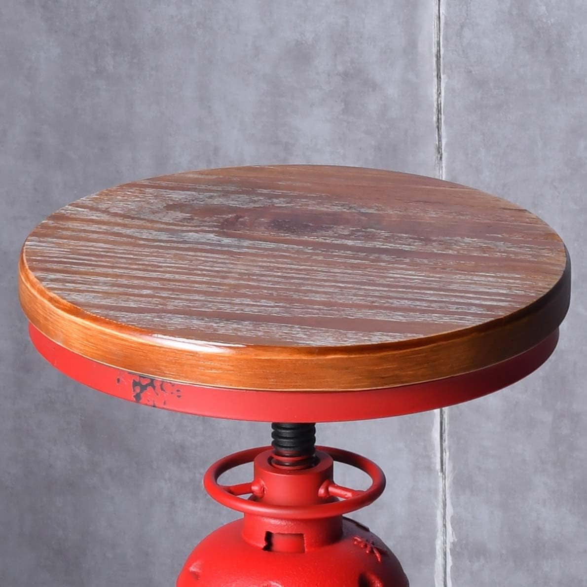 American Antique Industrial round Bottom Adjustable Height Cafe Coffee Retro Vintage Stylish Water Pipe Design Pub Kitchen Bar Stool Antique Red