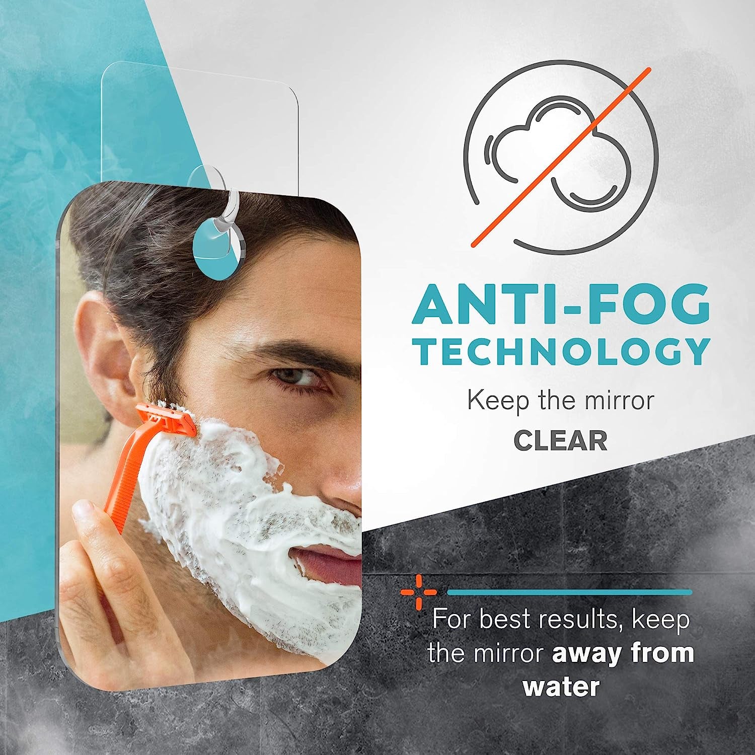 Fogless Shower Mirror with Razor Holder - Medium 6X8In anti Fog Flat Mirror for Shaving and Bathroom