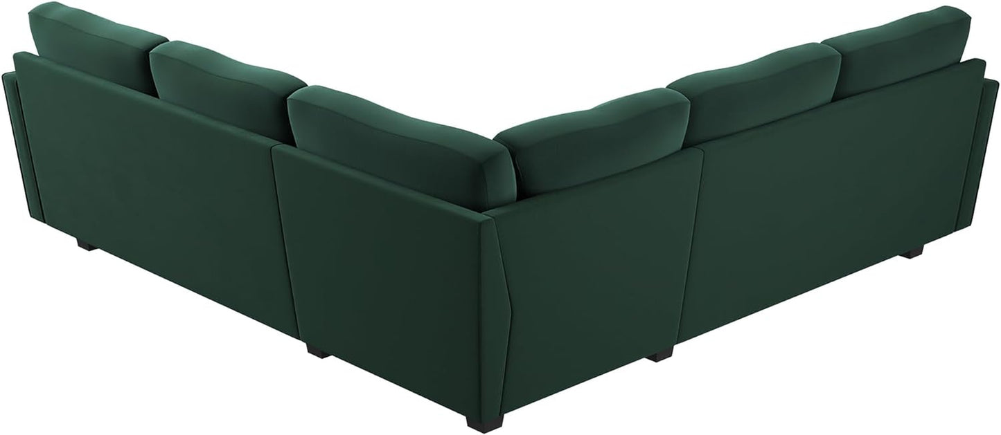 Convertible Sectional Sofa L Shaped Couch for Small Apartment Reversible Sectional Couch for Living Room,Velvet Green