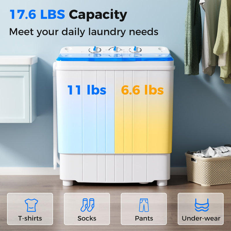 17.6 Lbs Portable Washing Machine with Drain Pump