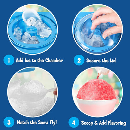 Kool-Aid Snow Cone Shaved Ice Machine - Retro Table-Top Slushie Machine Makes 20 Icy Treats - Includes 2 Reusable Plastic Cups & Ice Scoop - Blue