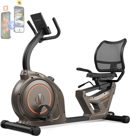 Recumbent Exercise Bike, Indoor Recumbent Exercise Bike for Home with 400LBS Capacity, High-End Stationary Bike with Smart Bluetooth