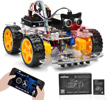 Robot Car Starter Kit for Arduino | STEM Remote Controlled App Educational Motorized Robotics for Building Programming Learning How to Code | IOT Mechanical DIY Coding for Kids Teens Adults