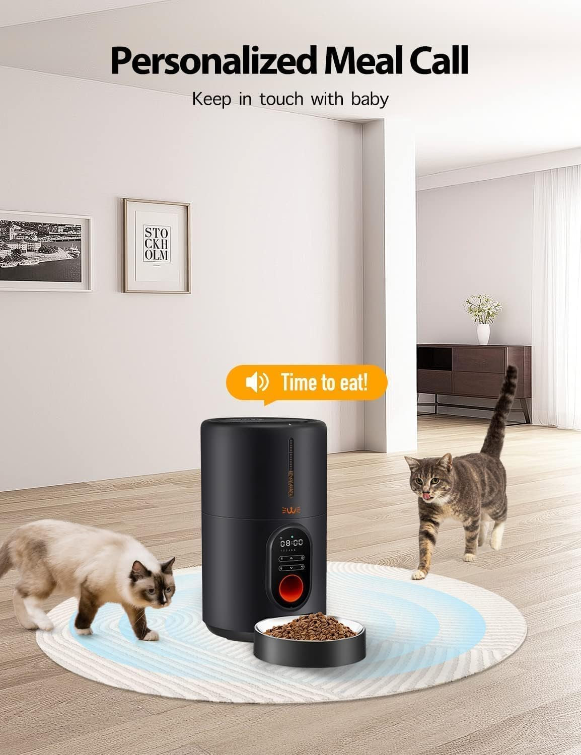 Automatic Cat Food Dispenser, Automatic Cat Feeders with Freshness Preservation, Timed Cat Feeder for Dry Food,Up to 6 Meals per Day,Timed Pet Feeder for Cats/Dogs