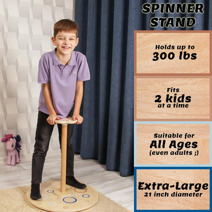 Wooden Stand and Spin Toy | Balance Board 360° Spinner Stand Toddler Toys Age 2, 3, 4, 5, Birthday for Boy Girl, 18 Months +, Kids Toy Indoor or Outdoor for 2 Year Old (Patent Pending)