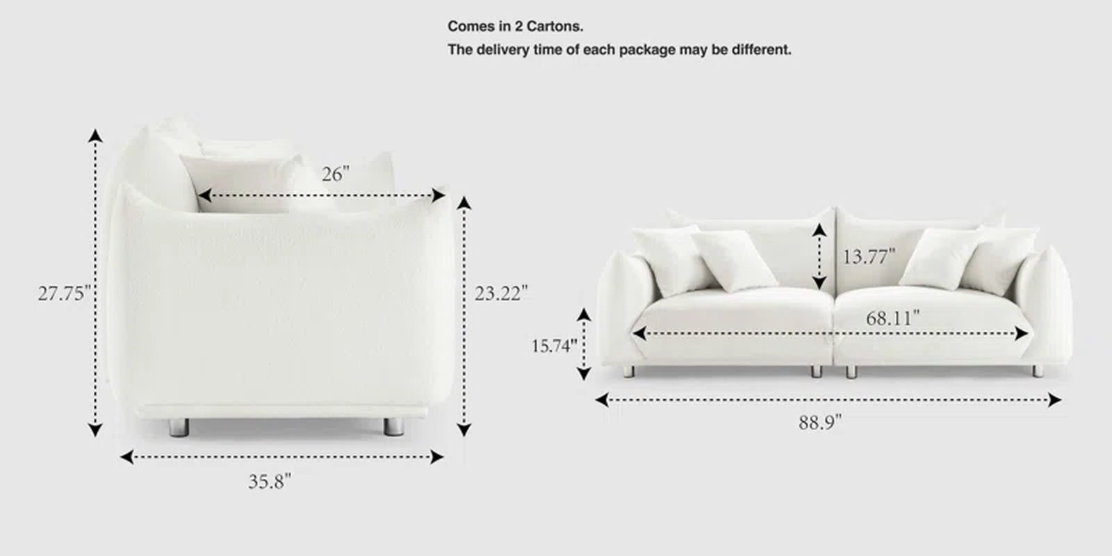 Arnya 88.9" MINIMORE Modern Style Sofa