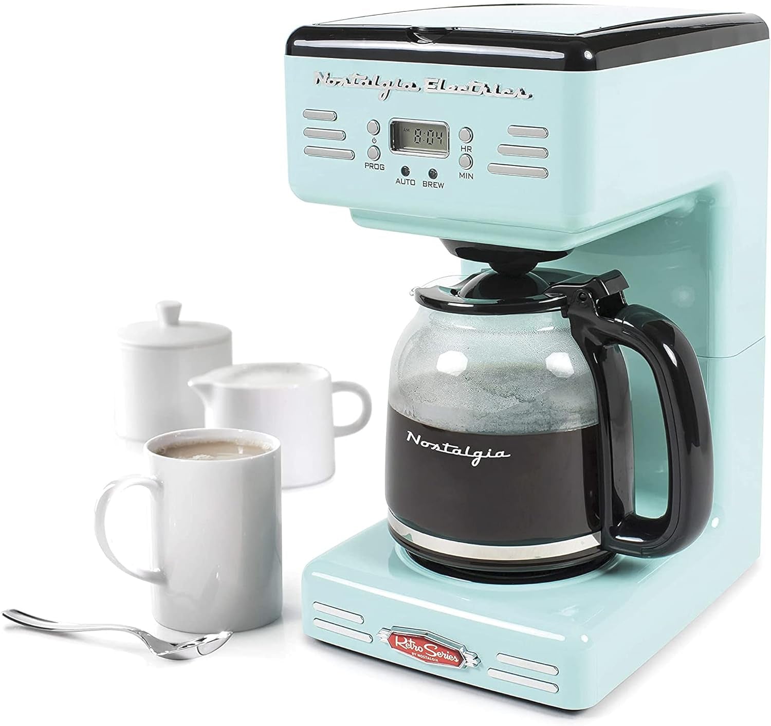 RCOF120AQ Retro 12-Cup Programmable Coffee Maker – Aqua Blue