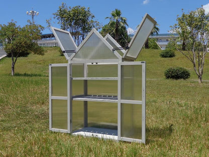 Mini Greenhouse Kit Outdoor, Upgrade Small Green House with Adjustable Shelving, Wood Cold Frame, Plant Stand Cabinet for Indoors Garden Patio Balcony Apartments Porch Outside, Uv-Resistant, Gray - Design By Technique