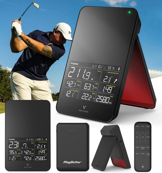 Swing Caddie SC4 Golf Simulator + Launch Monitor Bundle - Indoor & Outdoor Golf Swing Analyzer with Professional Swing & Ball Flight Metrics - Includes Accessories