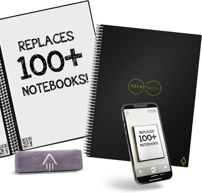 Core Reusable Smart Notebook | Innovative, Eco-Friendly, Digitally Connected Notebook with Cloud Sharing Capabilities | Dotted, 8.5" X 11", 32 Pg, Infinity Black, with Pen, Cloth, and App Included