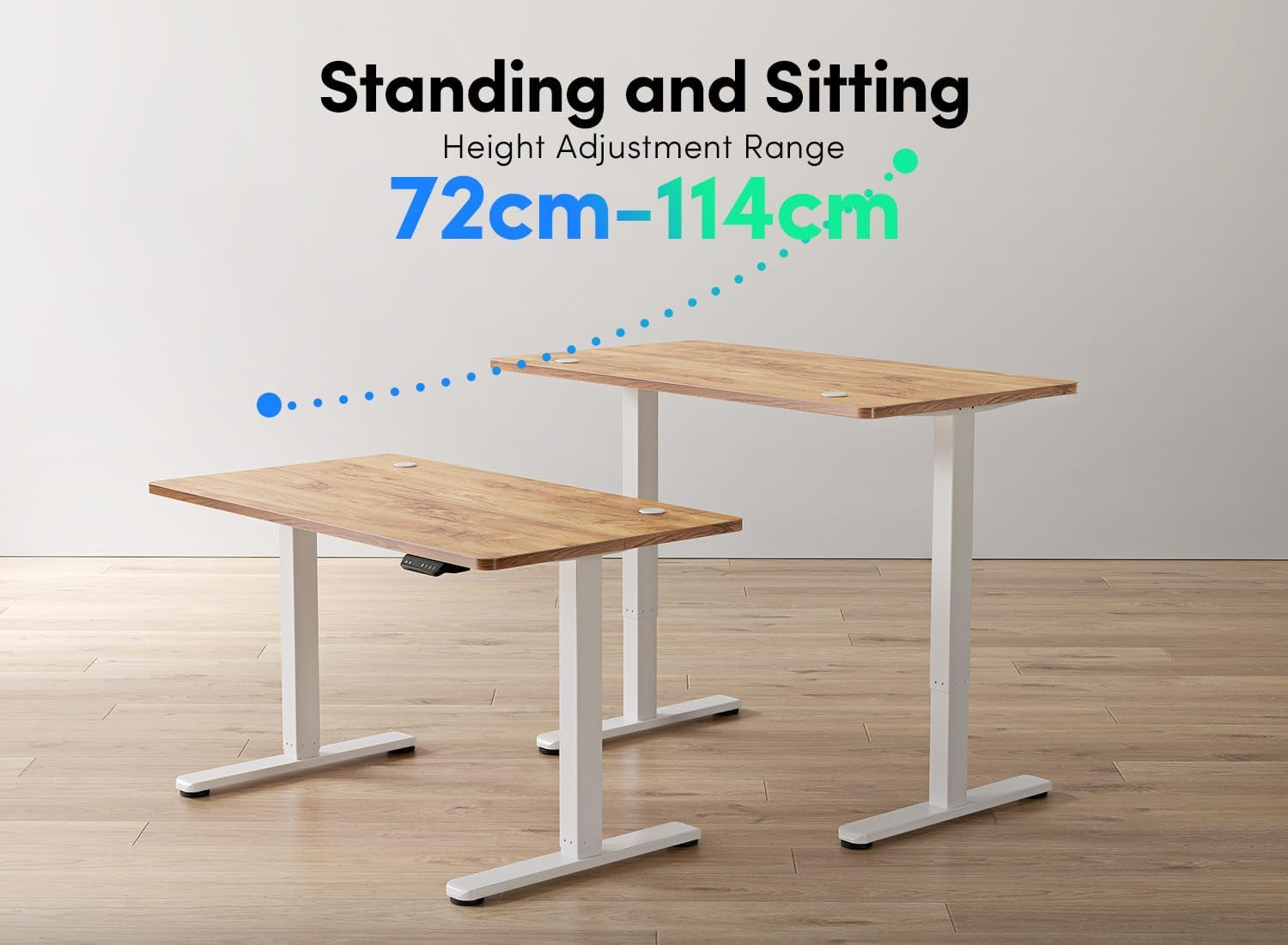 Electric Standing Desk, 48 X 24 Inches Height Adjustable Stand up Desk, Sit Stand Home Office Desk, Computer Desk, Light Rustic