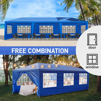 10' X 30' Canopy Tent with 8 Side Walls for Party Wedding Camping and BBQ Blue