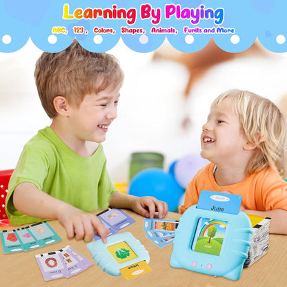 Talking Flash Cards Pocket Speech Toys - 336 Sight Words Montessori Audible Speech Buddy Preschool Educational Learning Pocketspeech Speech Therapy Toy for Toddler, ABC Learning (Blue)