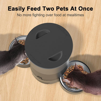 Automatic Cat Feeder for 2 Cats,  2.4G Wifi Smart Pet Feeder with APP Control for Remote Feeding, 3L Timed Pet Feeder Programmable 1-10 Meals, Dual Power Supply, Desiccant Bag, 10S Meal Call