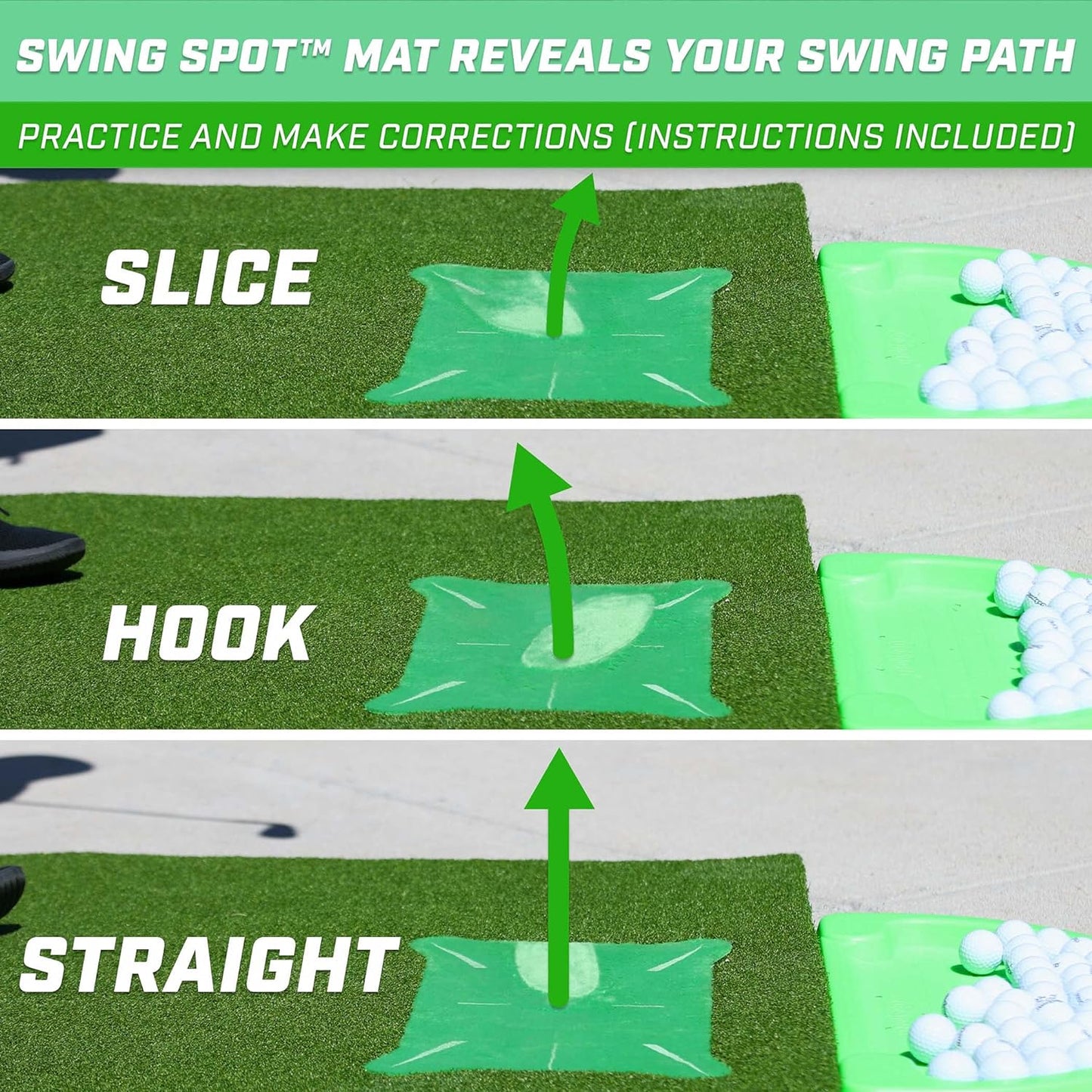 5 Ft X 4 Ft PRO Golf Practice Hitting Mat, Includes 5 Interchangeable Inserts for the Ultimate At-Home Instruction, Green