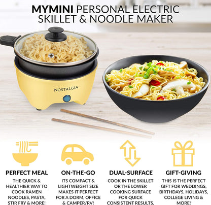 Mymini Personal Electric Skillet & Rapid Noodle Maker, Perfect for Healthy Keto & Low-Carb Diets, Yellow