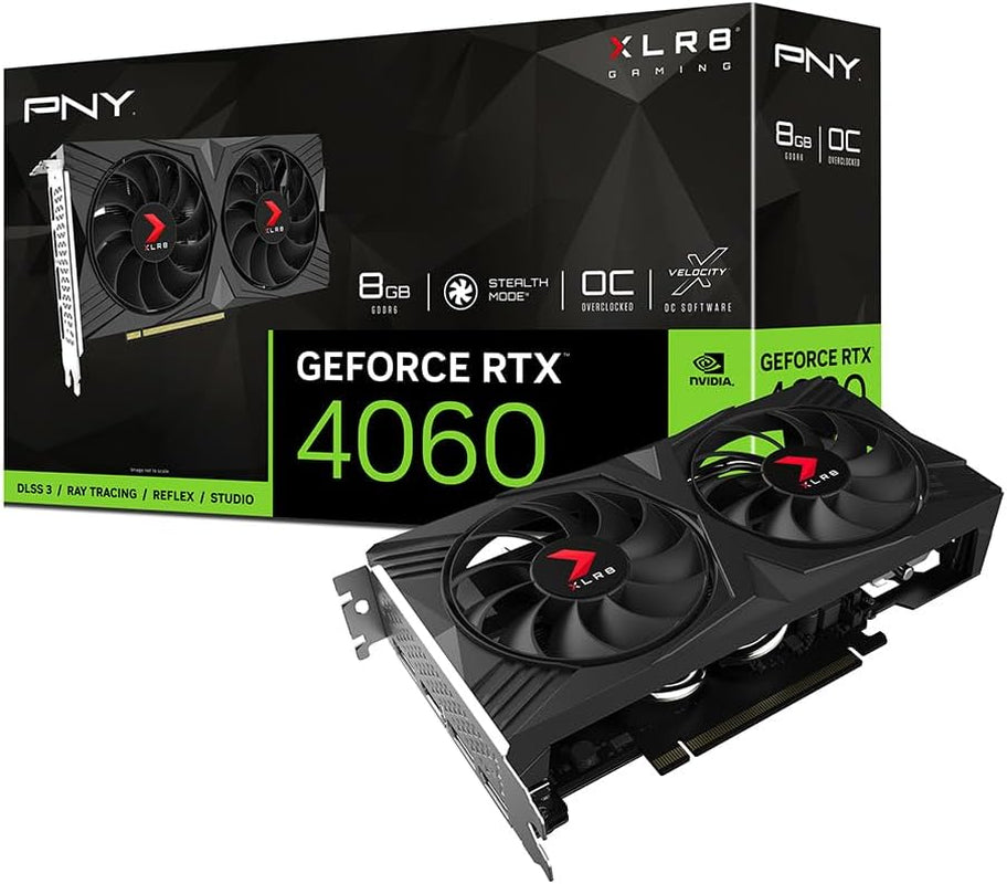 Geforce RTX™ 4060 8GB XLR8 Gaming Verto™ Dual Fan OC Graphics Card DLSS 3 (128-Bit, Pcie 4.0, GDDR6, Hdmi/Displayport, Supports 4K, 2 Slot)