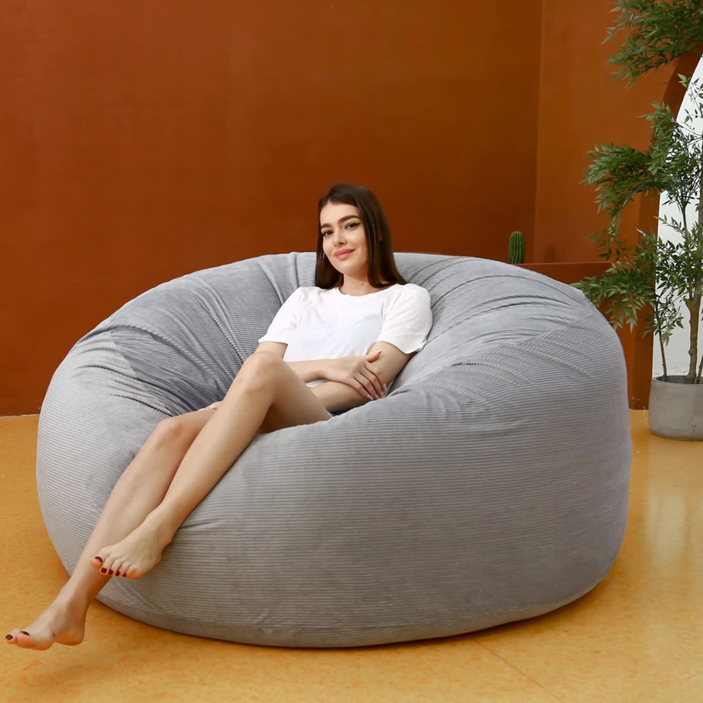 Bean Bag Cover Big Bean Bag Chair for Adults 7Ft Giant Comfy Bean Bag Bed Replacement Covers Fluffy Lazy Sofa (No Filler, Cover Only)