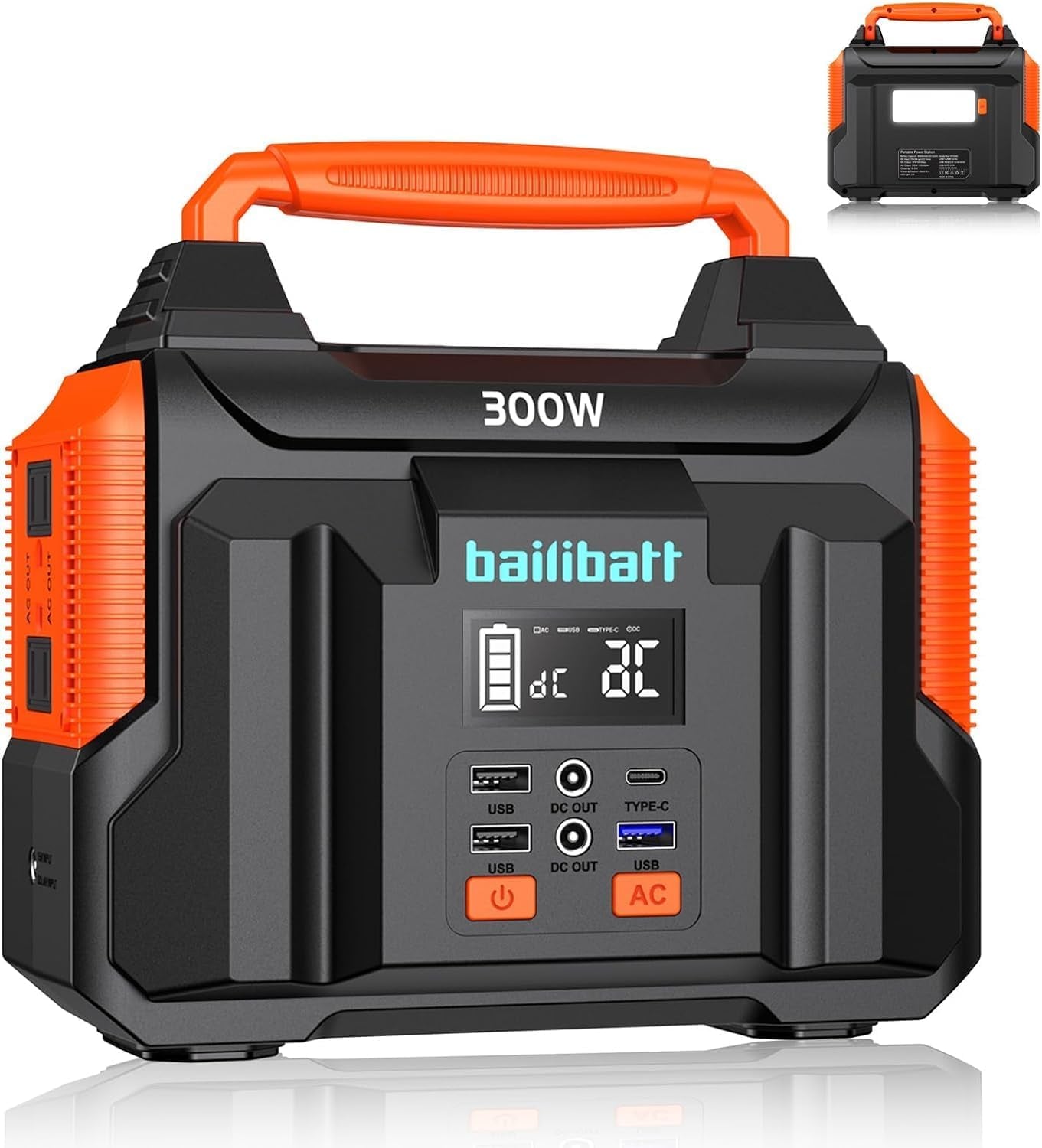 Portable Power Station 300W 257Wh Lithium Battery  Small Portable Generator for Home Use Camping Travel Emergency Hunting Outdoor, Large Power Bank with AC Outlet for Laptop