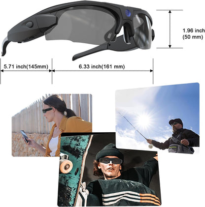 Camera Sunglasses, Wifi Video Glasses HD 1080P with Polarized UV 400 Lens for Cycling, Camping, Driving,Traveling(Include 32GB Card)