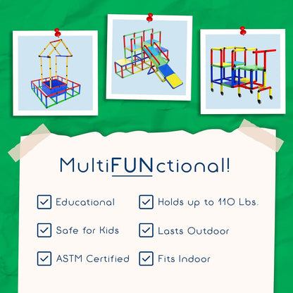 Montessori Play Gym - Indoor & Outdoor Climbing Structures for Kids | Jungle Gym STEM Buildable Climbing Toys for Toddlers 2-12 | Playground Slide Sets for Backyard - All-In-One, 511 Pcs