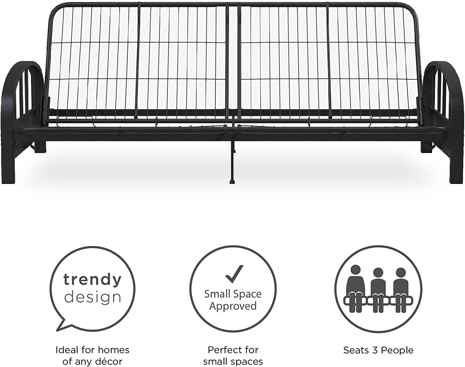 Aiden Metal Futon Frame, Black Large