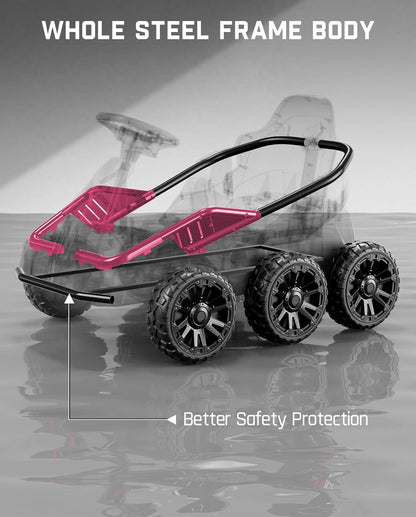 24V Ride on Toys for Big Kids, 6 Eva Wheels UTV, 4X75W 5.9MPH Powerful Electric Car, 4WD/2WD Switch, Parent Remote, 4 Shock Absorbers, Ideal Gift for Kids Ages 3+, X7 Pro Pink