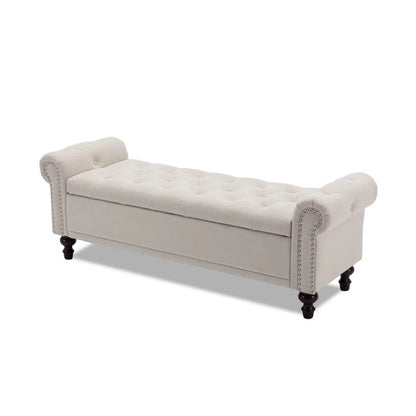 Polyester Blend Upholstered Storage Bench