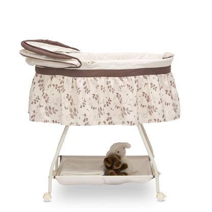 Deluxe Sweet Beginnings Bedside Bassinet - Portable Crib with Lights and Sounds, Falling Leaves - Design By Technique