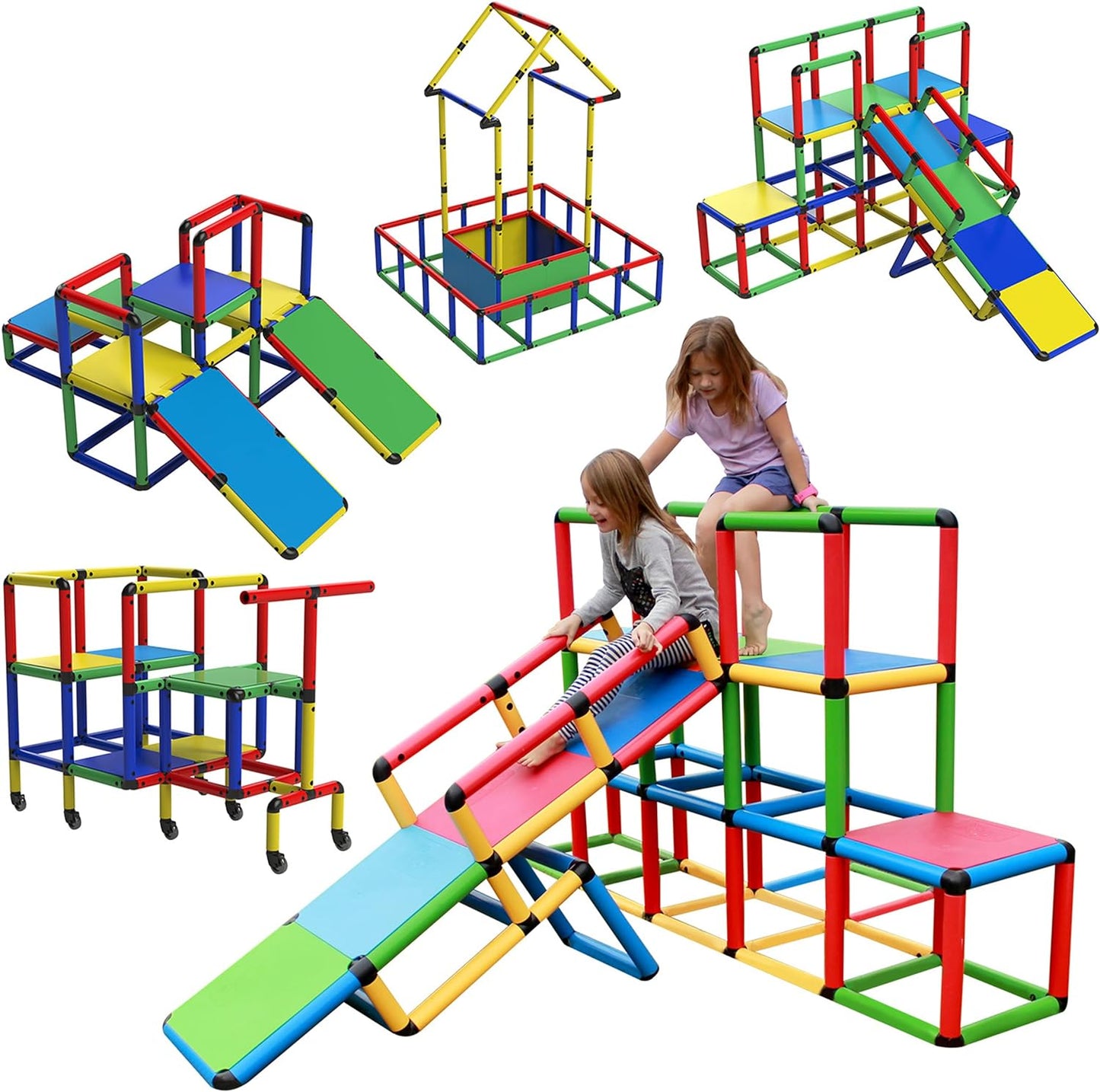 Montessori Play Gym - Indoor & Outdoor Climbing Structures for Kids | Jungle Gym STEM Buildable Climbing Toys for Toddlers 2-12 | Playground Slide Sets for Backyard - All-In-One, 511 Pcs