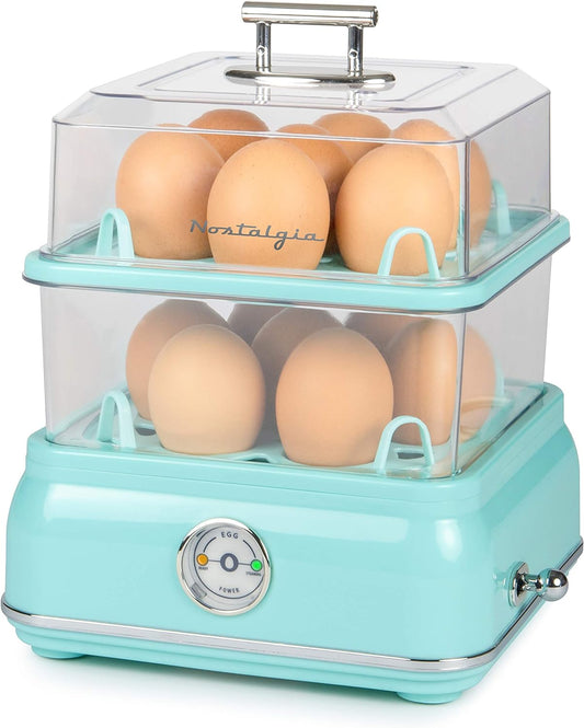 CLEC14AQ Retro Premium 14 Capacity Electric Large Hard-Boiled Egg Cooker, Poached, Scrambled, Omelets, Whites, Sandwiches, for Keto & Low-Carb Diets, Aqua