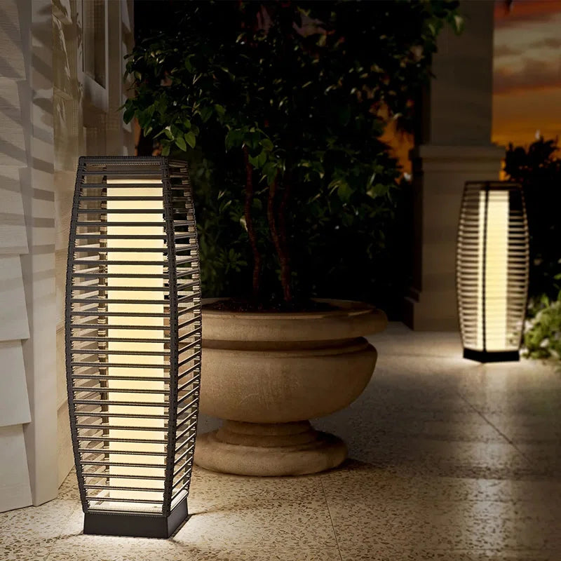 Freida Solar Powered Wicker Floor Lamp