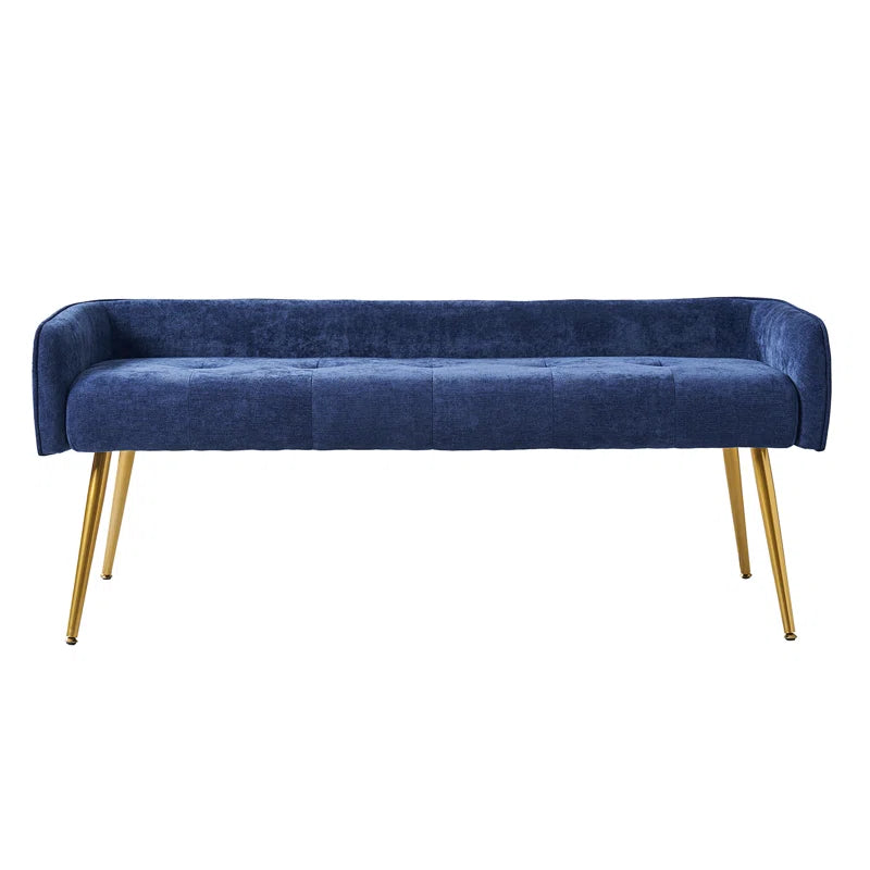 Millbury Polyester Upholstered Bench with Mental Leg