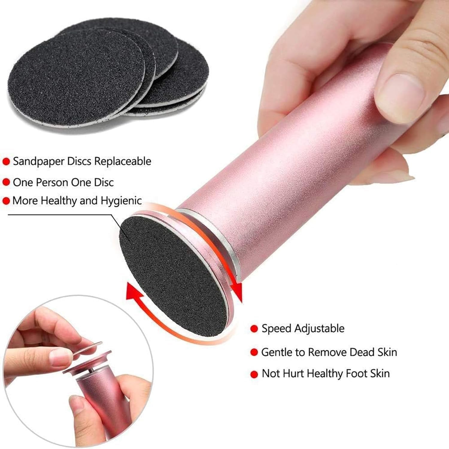 Electric Callus Remover,  Foot File Grinder Tool with Speed Controller and 60Pcs Replacement Sandpaper Disk for Men Women Dead Dry Crack Skin Calluses