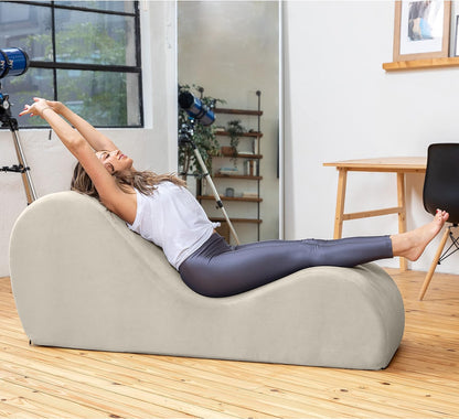 Sleek Chaise Lounge for Yoga-Made in the Usa-For Stretching, Relaxation, Exercise & More, 60D X 18W X 26H Inch, Beige