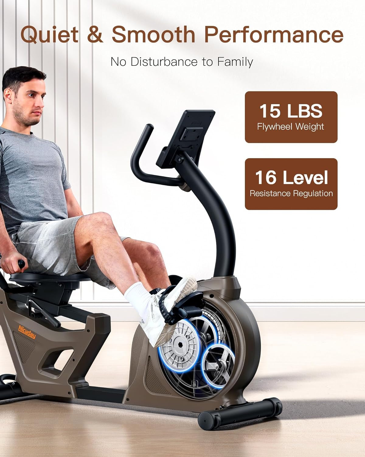 Recumbent Exercise Bike, Indoor Recumbent Exercise Bike for Home with 400LBS Capacity, High-End Stationary Bike with Smart Bluetooth